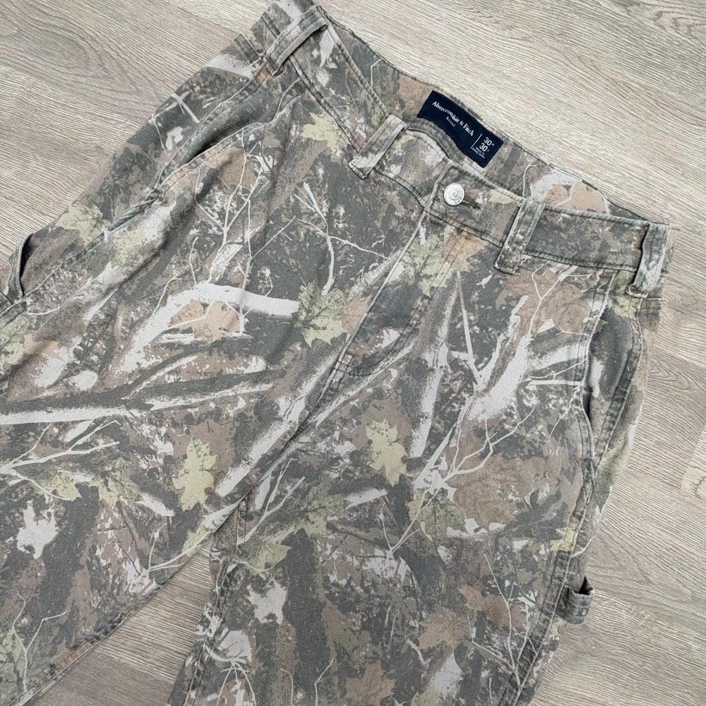 Abercrombie & Fitch Baggy Carpenter Pants Camo Hunting Men's 30x28 Canvas
